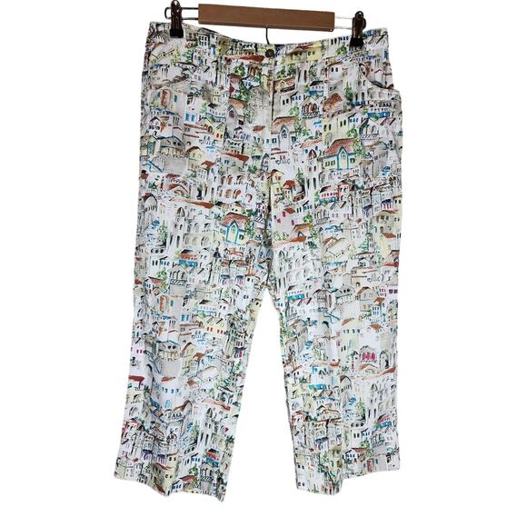 CHICO'S White European Countryside Village Loose Wide Leg Crop SZ 1 (Med/8) - Picture 1 of 7